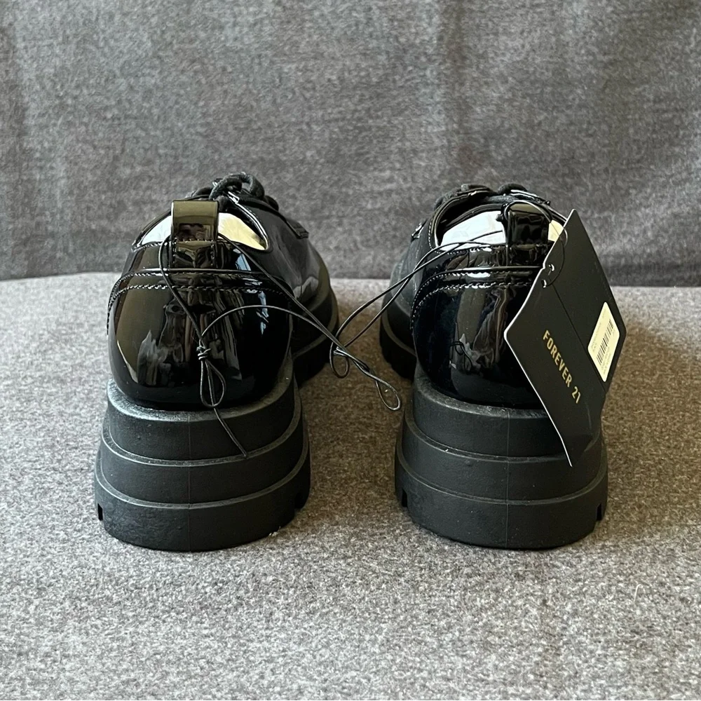 Forever 21 Black Patent Leather Platform Oxfords